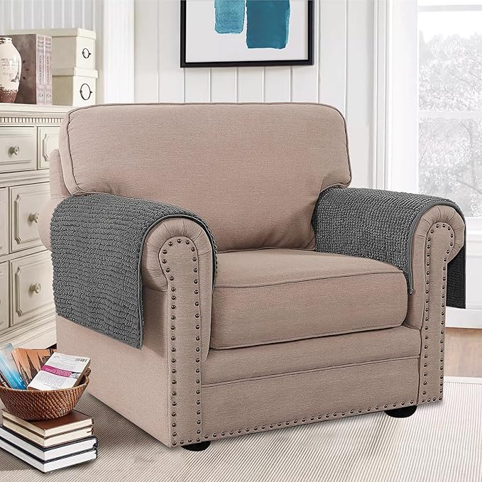 H.VERSAILTEX Plush Chenille Couch Armrest Cover 2 Packs Thick and Soft Sofa - Image 2