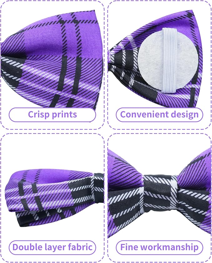 PET SHOW 8 Pack Plaid Big Dogs Collar Bow Ties - Image 3