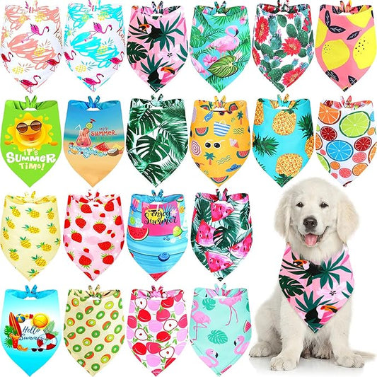 Frienda 20 Pcs Summer Spring Dog Bandanas Hawaiian Style Washable Triangle Pet by Frienda