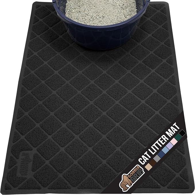 GORILLA GRIP Cat Litter Box Mat, Water Resistant, US Designed Kitty Litter by GorillaGrip