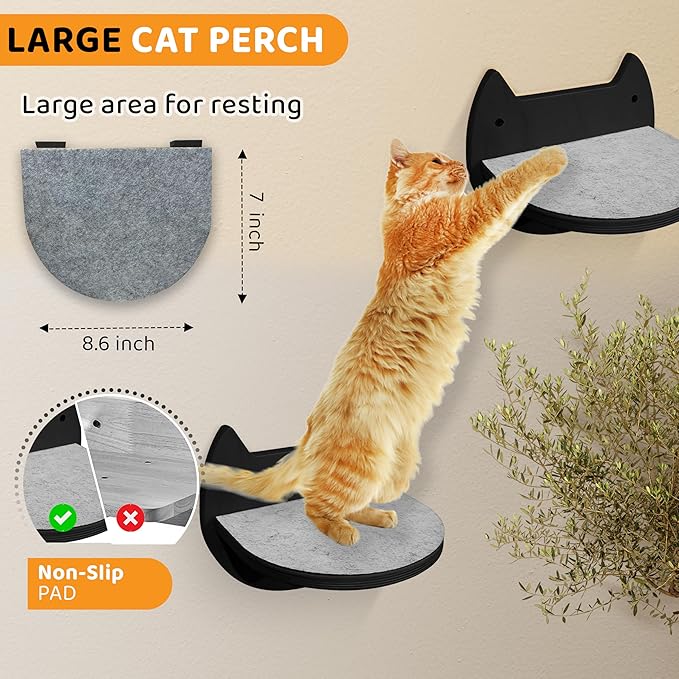 Cat Wall Shelves with 3 Steps – Modern Wood Wall Mounted Furniture, Climber & - Image 5