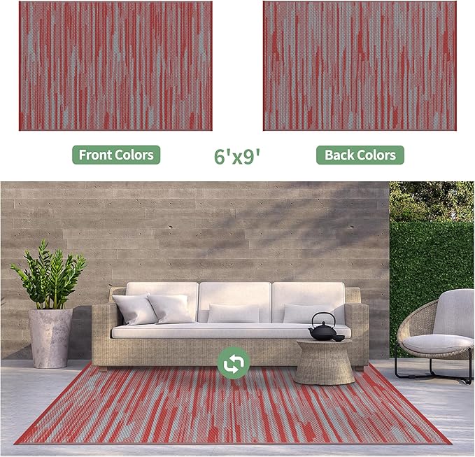 GENIMO Outdoor Rug for Patio Clearance, Reversible Plastic Straw Rugs for RV - Image 2