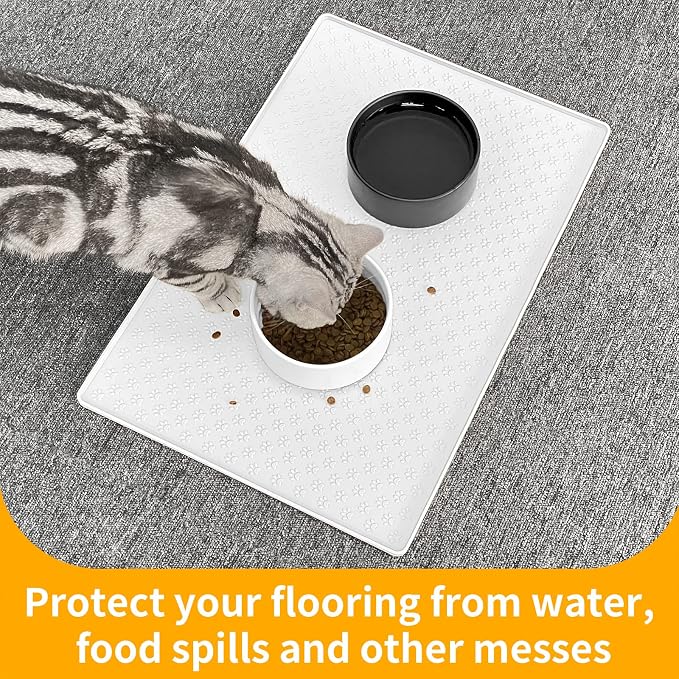 Ptlom Pet Placemat for Dog and Cat, Waterproof Silicone Pet Feeding Bowl Mats - Image 5