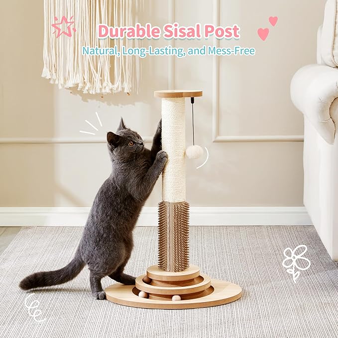 Made4Pets Cat Scratching Post, 4-in-1 Interactive Trackball Toys - Image 6