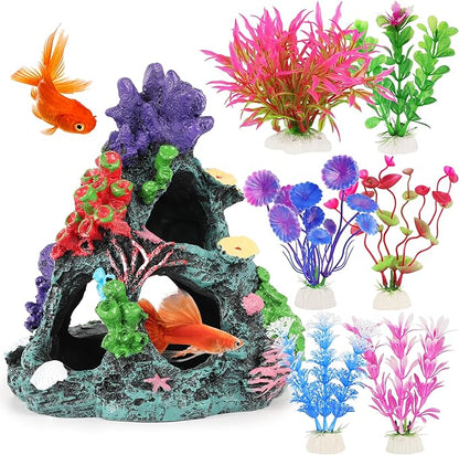 MyLifeUNIT Fish Tank Plants, 7 Pieces Colorful Aquarium Plants and Coral Reef by MyLifeUNIT