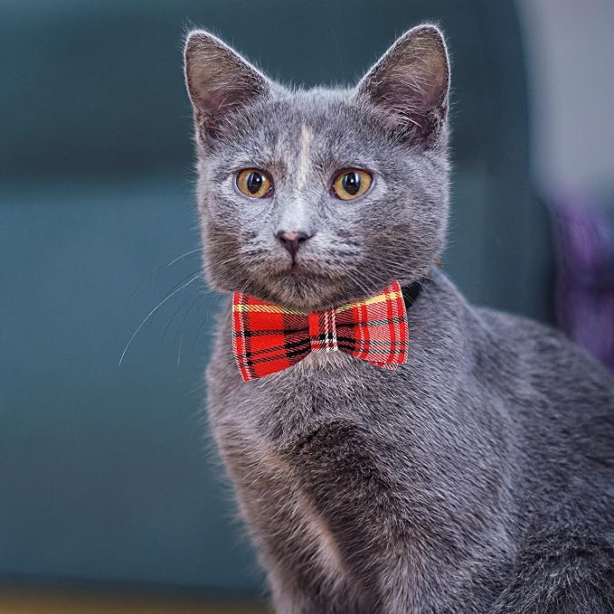 PET SHOW 8pcs Plaid Small Dogs Collar Bow Ties Puppies Cats Collar Charms - Image 8