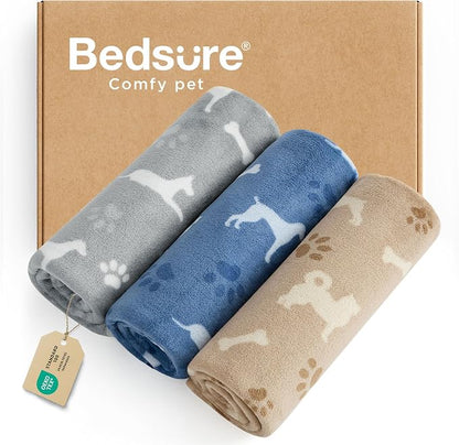 Bedsure 1 Pack 3 Pet Blankets, Super Soft Fluffy Premium Fleece Flannel by BEDSURE