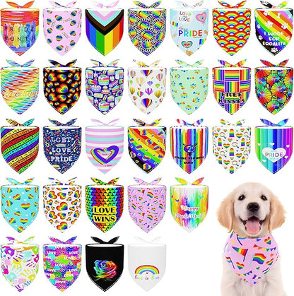30 Pcs Rainbow Small Dog Bandanas Bulk 25 Inch Pride Dog Bandanas by Bestwishforyou