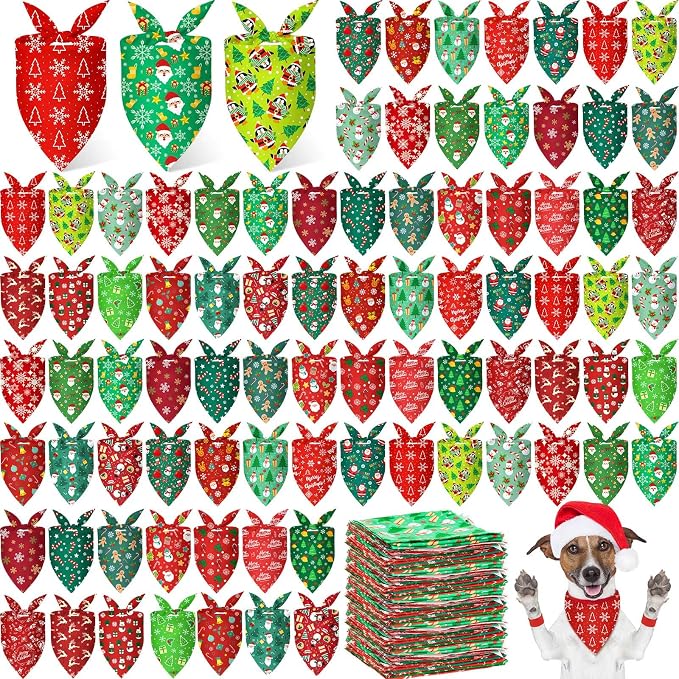 200 Pcs Dog Bandanas Bulk, Reusable Pet Scarves by Jeere