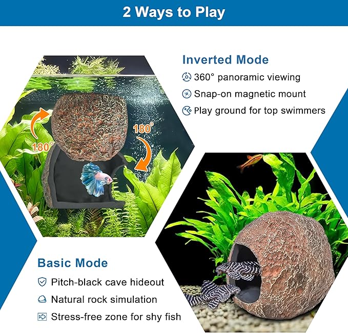 3rd-Gen Magnetic Aquarium Cave, Realistic Magnetic Rocks Fish Tank Decor - Image 4