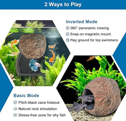 3rd-Gen Magnetic Aquarium Cave, Realistic Magnetic Rocks Fish Tank Decor - Image 4