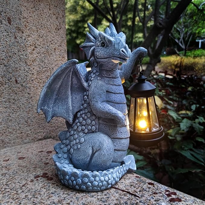 Dragon Solar Outdoor Garden Statue by Yardancer