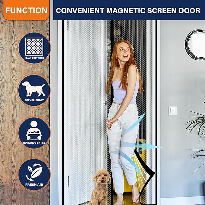 Magnetic Screen Door，Screen Door Mesh，Keep Bugs Out, Heavy-Duty Mesh Curtain - Image 5