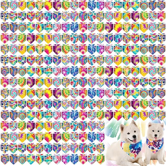 Aliceset 180 Pcs Tie Dye Dog Bandana Bulk Rainbow Bandanas by Aliceset