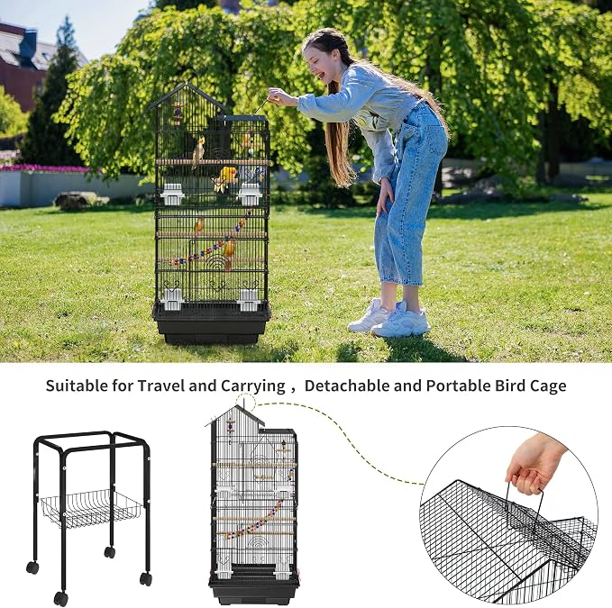 YITAHOME 62 inch Metal Bird Cage, Large Parakeet Cages - Image 3
