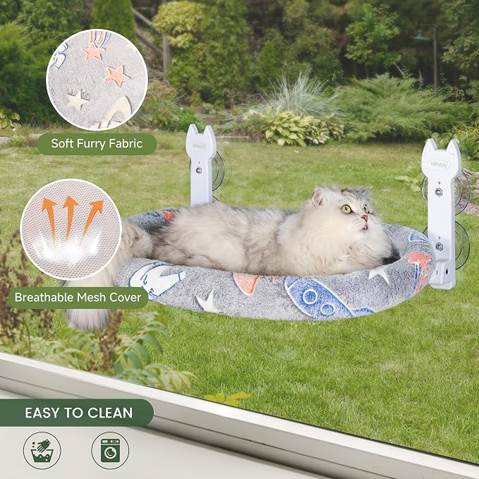 Cat Window Perch, Glow in The Dark Foldable Cat Hammock - Image 4