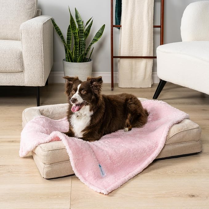 PetAmi Dog Blanket for Small Dogs Pink, Fluffy Soft Puppy Blanket, Sherpa - Image 3
