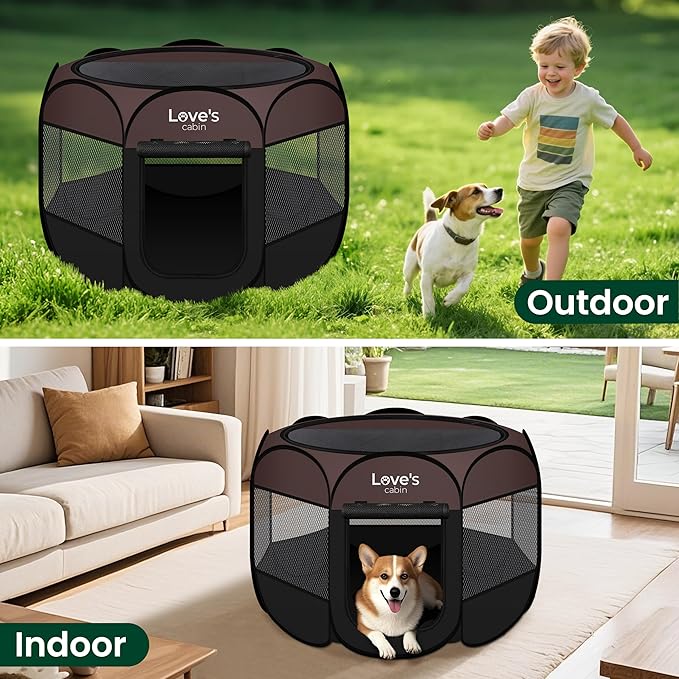 Love's cabin Pet Puppy Dog Playpen, Large Dog Tent Crates Cage Indoor/Outdoor - Image 7