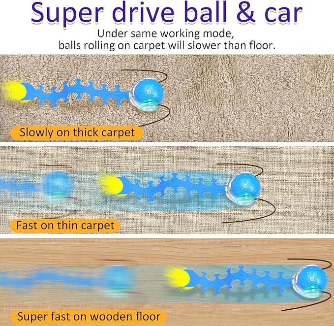 Interactive Cat Toys Ball for Indoor Cats Fast Rolling on Carpet, Chirping & - Image 2