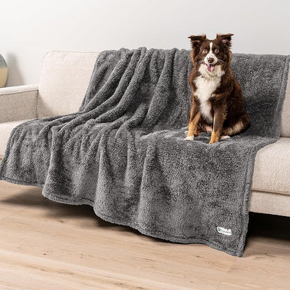 PetAmi Dog Blanket for Large Dogs Grey, Fluffy Soft Sherpa Fleece for Puppy - Image 2