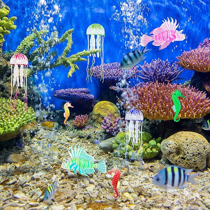 Patelai 8 Pcs Glow in The Dark Fish Tank Decorations Silicone Floating - Image 6