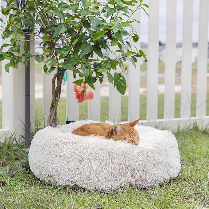 Calming Donut Dogs Beds for Small Dogs Washable, 23inch Plush Round Pet Bed for - Image 6