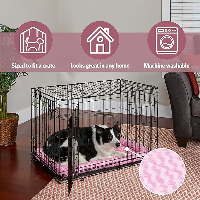 MidWest Homes for Pets QuietTime Fashion Dog Bed – Pink Faux Fur Bolster - Image 5