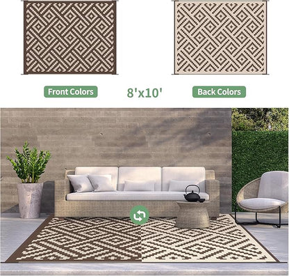 GENIMO Outdoor Rug for Patio Clearance, Reversible Plastic Straw Rugs for RV - Image 4