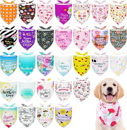 30 Pcs Mothers Day Small Dog Bandanas Bulk 25 Inch Love Mom Dog Bandanas by Bestwishforyou