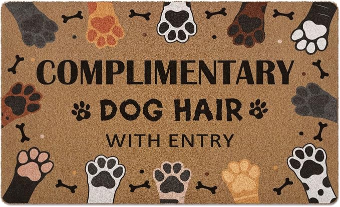 Complimentary Dog Hair with Entry Door Mat, Cute Dog Paws Print Artificial Coir by Unknown