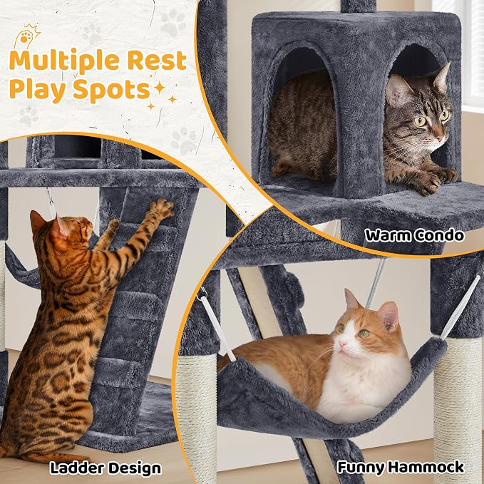 Yaheetech 54in Cat Tree, Spacious Condo and Hammock, Ideal Activity Center - Image 3