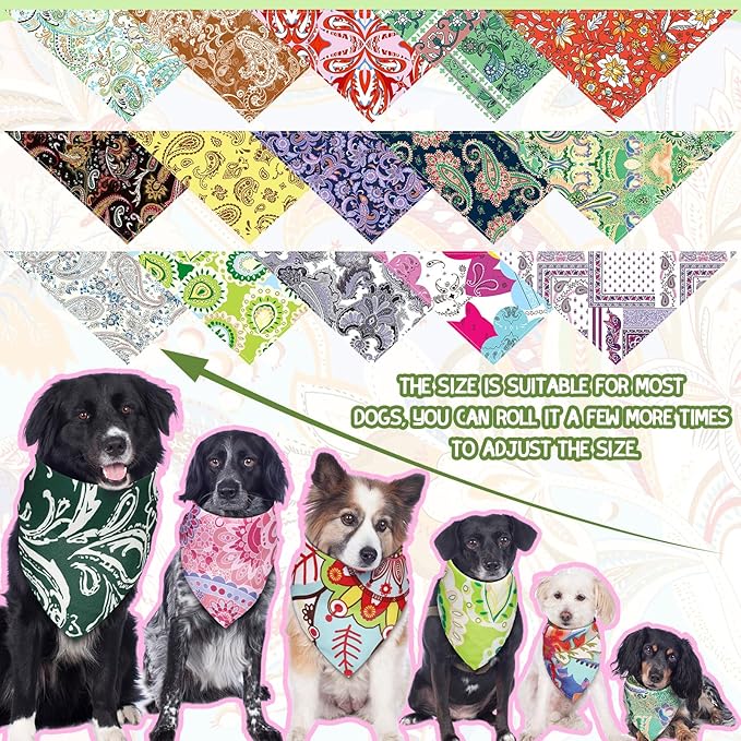 150 Pcs Paisley Dog Bandanas Bulk Pet Bibs Colorful Triangle Scarf Pet Paisley - Image 3