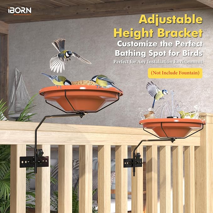 iBorn Bird Bath for Outside, Fence Mounted Bird Baths 12in, BPA-Free Bowl - Image 6