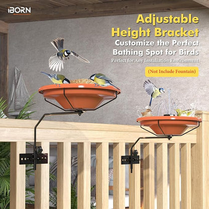 iBorn Bird Bath for Outside, Fence Mounted Bird Baths 12in, BPA-Free Bowl - Image 6