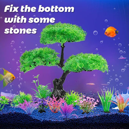 Ameliade Aquarium Artificial Plastic Plants Decoration, Aquarium Tree Decor Set - Image 4