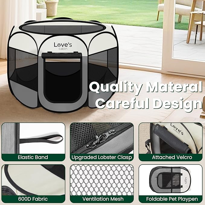 Love's cabin Pet Puppy Dog Playpen, Large Dog Tent Crates Cage Indoor/Outdoor - Image 5