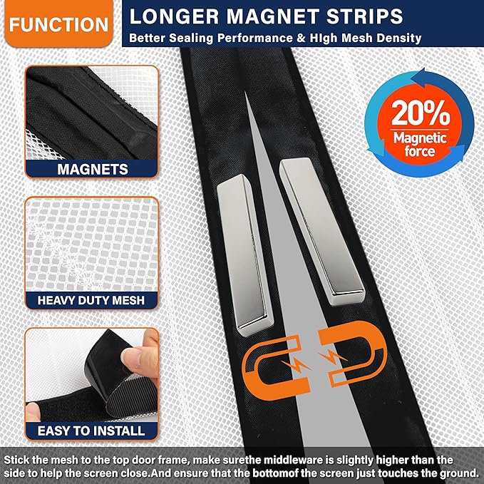 Magnetic Screen Door，Screen Door Mesh，Keep Bugs Out, Heavy-Duty Mesh Curtain - Image 3