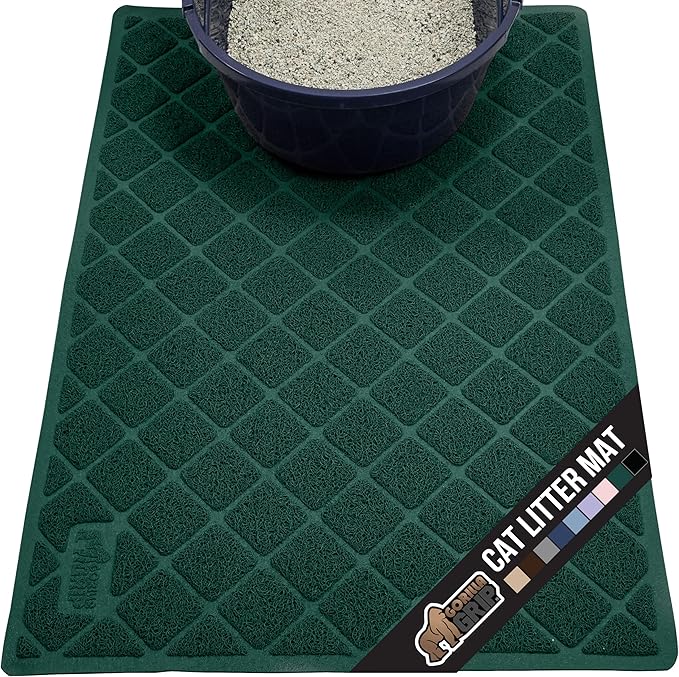 GORILLA GRIP Cat Litter Box Mat, Water Resistant, US Designed Kitty Litter by GorillaGrip