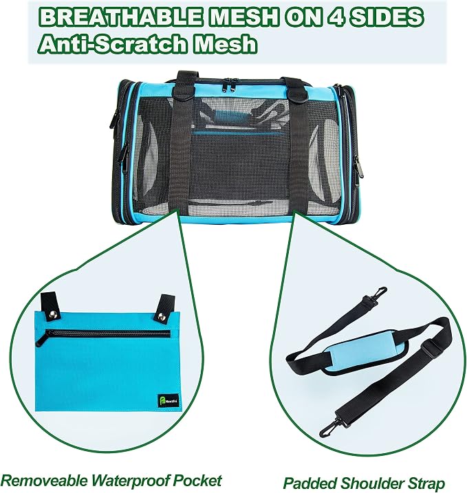 Soft-Sided Pet Carrier for Cats Small Dogs of 15 Lbs Medium Blue - Image 3