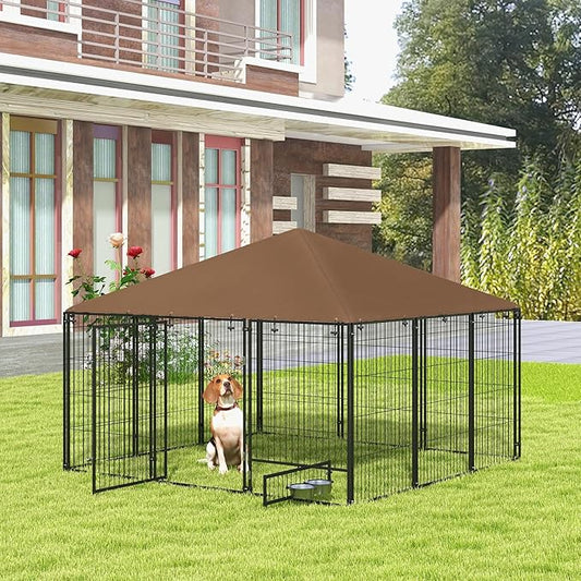 PawHut Outside Dog Kennel, Garden Playpen Fence Crate Enclosure Cage Rotating - Image 2