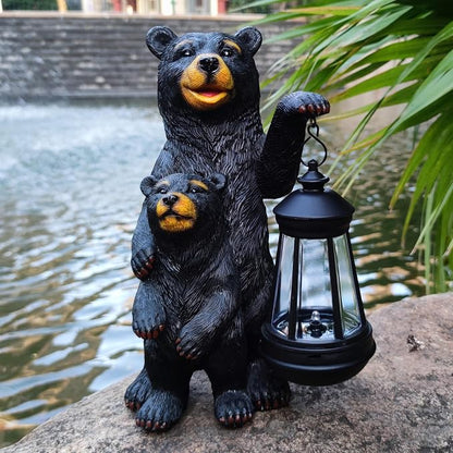 Black Bear Solar Lantern Garden Statues，Loving Bear Figurine Lights - Image 2