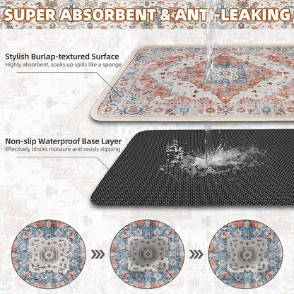 PUPTECK Dog Food Mat, Absorbent Pet Feeding Bowl Mat, Non-Slip Dog Mat - Image 3