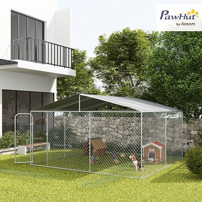 PawHut Outdoor Dog Kennel, Heavy Duty Dog Run Outdoor Fence - Image 2