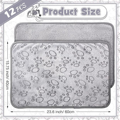 Tegeme 12 Pcs Pet Blankets Soft Fluffy Fleece Dog Cat Warm Paw Print Pattern - Image 2