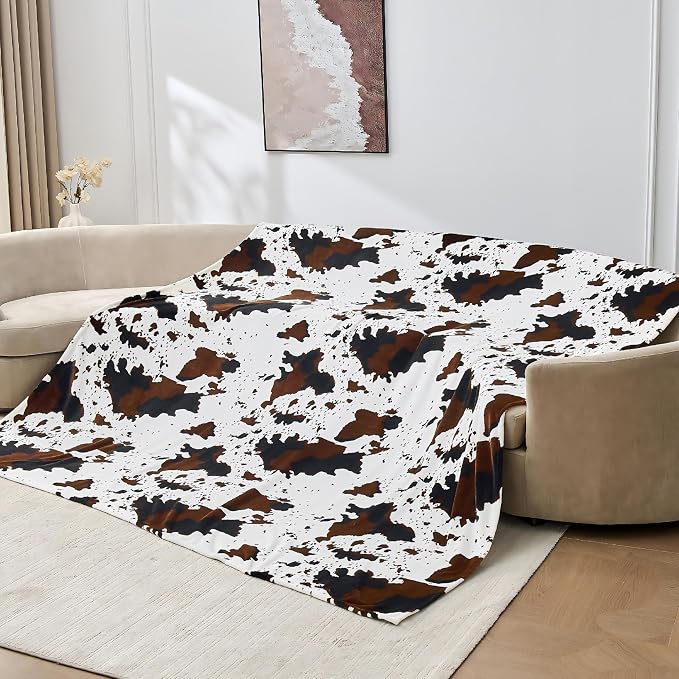 Bnuitland Cow Printed Fleece Flannel Throw Blanket, 300 GSM Double Sided Fuzzy by BNUITLAND