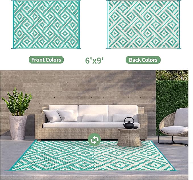 GENIMO Outdoor Rug for Patio Clearance, Reversible Plastic Straw Rugs for RV - Image 3