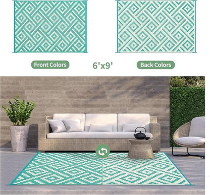 GENIMO Outdoor Rug for Patio Clearance, Reversible Plastic Straw Rugs for RV - Image 3
