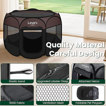 Love's cabin Pet Puppy Dog Playpen, Medium Dog Tent Crates Cage Indoor/Outdoor - Image 5