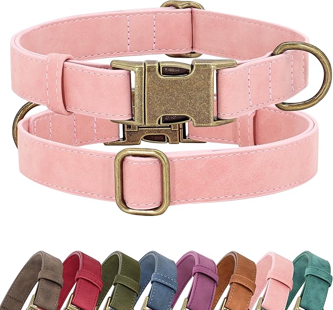 Didog Soft PU Leather Dog Collar, Stylish Quick Released Dog Collars by Didog