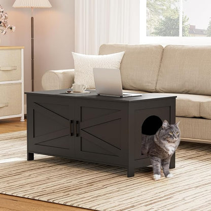 Homhedy 39.4" L Cat Litter Box Enclosure, Pet House - Image 7